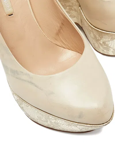 Pre-owned Nicholas Kirkwood 155mm Leather Wedge Pumps