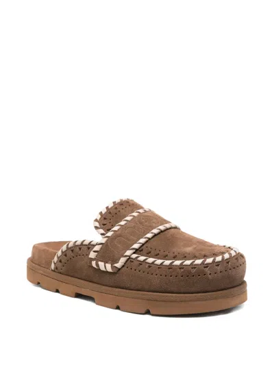 Mou Braided-detail Suede Mules