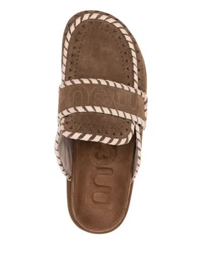 Mou Braided-detail Suede Mules