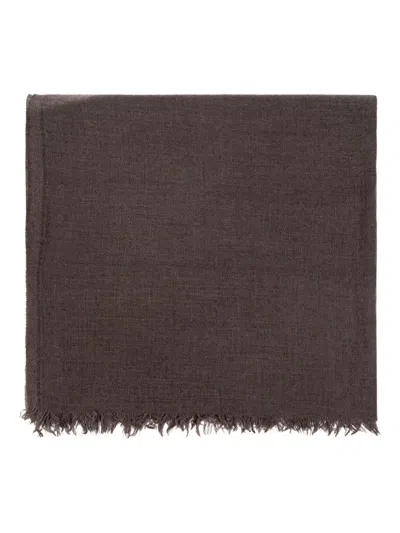 Rick Owens Frayed Scarf In Brown