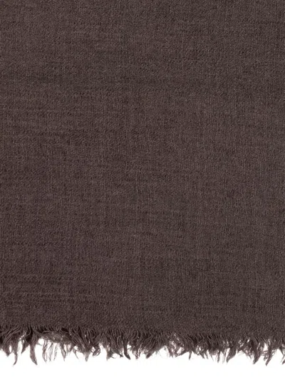 Rick Owens Frayed Scarf In Brown