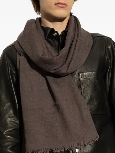 Rick Owens Frayed Scarf In Brown