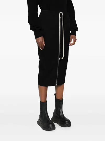 Rick Owens Zip-front Drawstring Midi Skirt