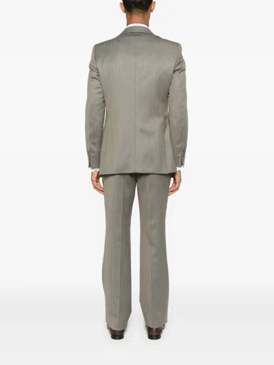 Fursac Herringbone-pattern Suit In Gray
