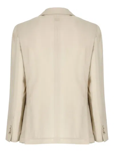 Tagliatore Wool And Silk Blend Blazer In Neutral