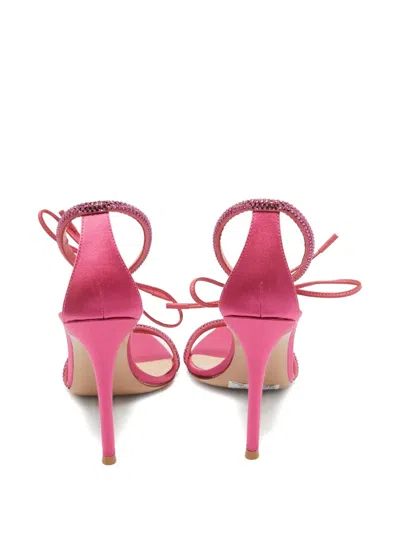 Pre-owned Gianvito Rossi  110mm Crystal-strap Satin Sandals In Pink