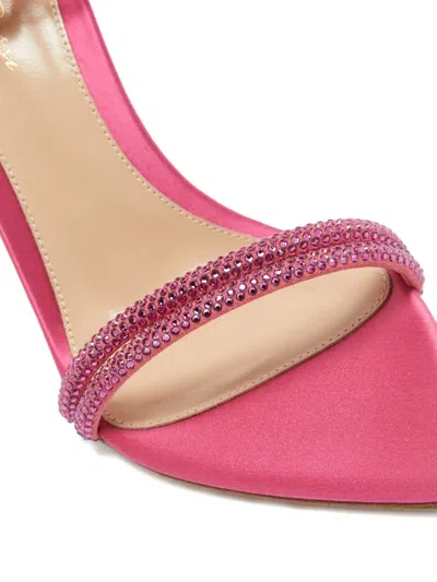 Pre-owned Gianvito Rossi  110mm Crystal-strap Satin Sandals In Pink