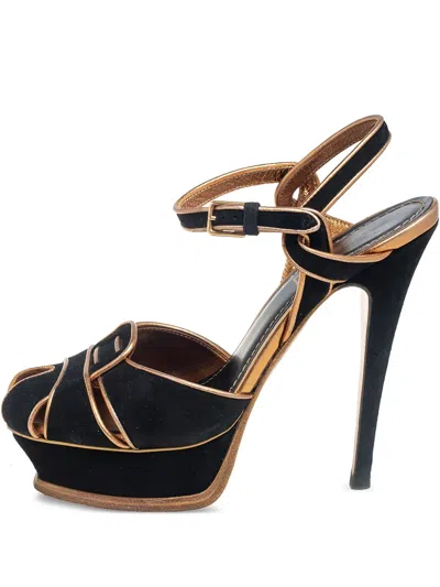 Pre-owned Saint Laurent 140mm Suede Platform Sandals