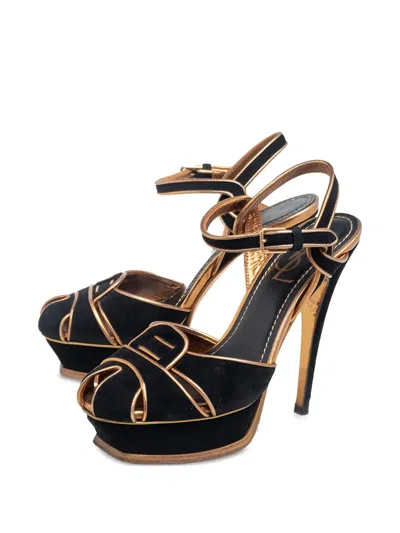 Pre-owned Saint Laurent 140mm Suede Platform Sandals