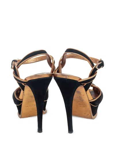 Pre-owned Saint Laurent 140mm Suede Platform Sandals