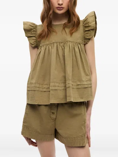 Ganni Ruffled Flared Top