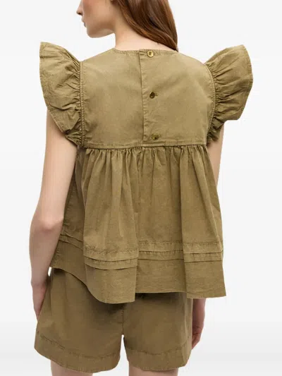 Ganni Ruffled Flared Top