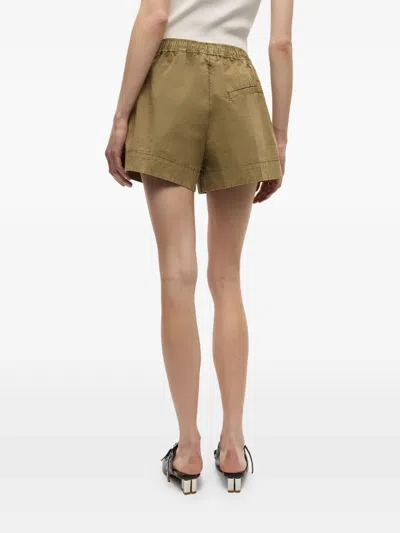 Ganni Washed Cotton Shorts In Green