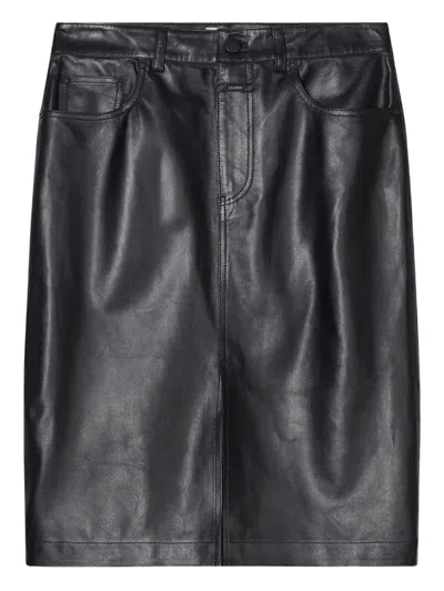 Closed Leather Midi Skirt In Black