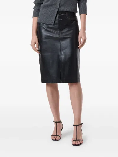 Closed Leather Midi Skirt In Black