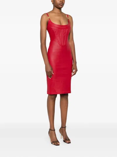 Versace Zipper Dress In Red
