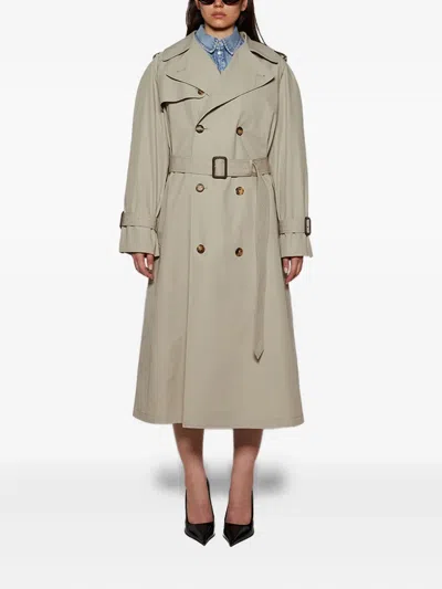 Wardrobe.nyc Double-breasted Belted Trench Coat In Neutral