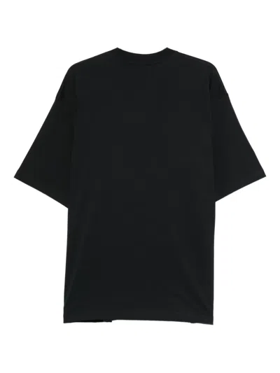 Balenciaga Faded Black T-shirt With Central Print And Wide Fit. In Black