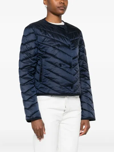Hugo Boss Pranella Quilted Double-breasted Jacket In Blue