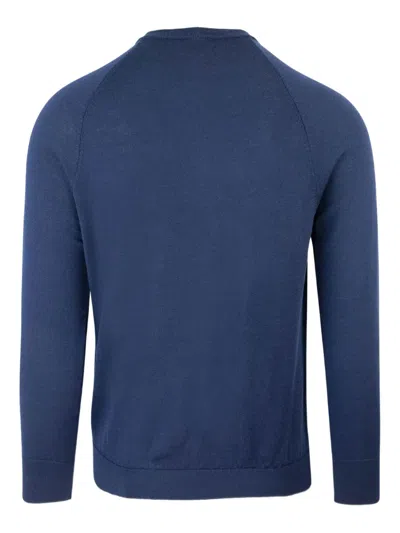 Eleventy Blue Crew Neck Sweater In Blue