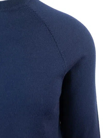Eleventy Blue Crew Neck Sweater In Blue