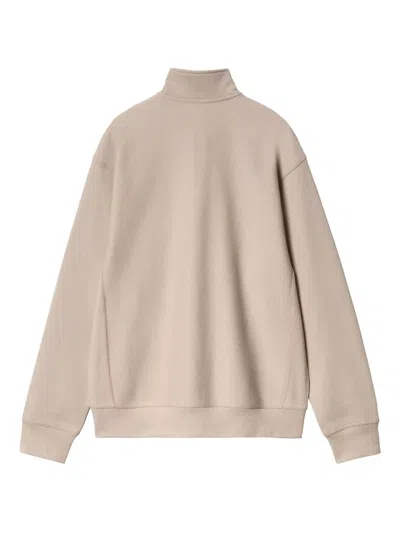 Carhartt Beige American Script Half Zip Sweatshirt In Neutral