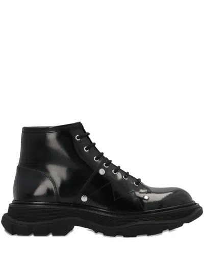 Alexander Mcqueen Tread Lace Up Boots In Black