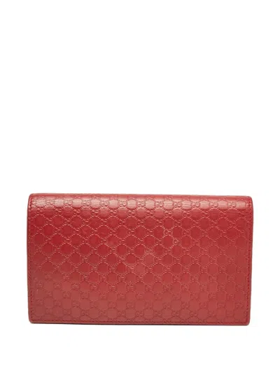 Pre-owned Gucci Leather Microssima-pattern Wallet