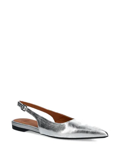 Vagabond Hermine Slingback Pointed-toe Ballet Flats In Metallic