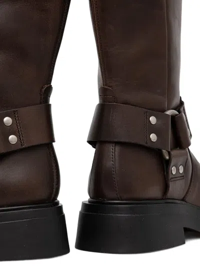 Vagabond Buckle-strap Square-toe Boots In Brown