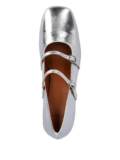 Vagabond Adison Double-buckle Metallic Leather Pumps In Silver