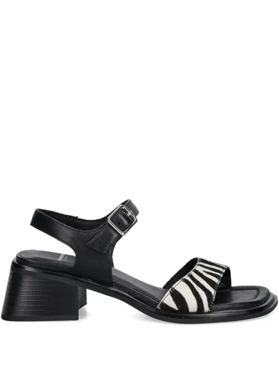 Vagabond 53mm Ines Zebra-print Block-heel Sandals In Black