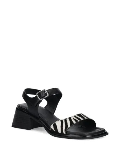 Vagabond 53mm Ines Zebra-print Block-heel Sandals In Black