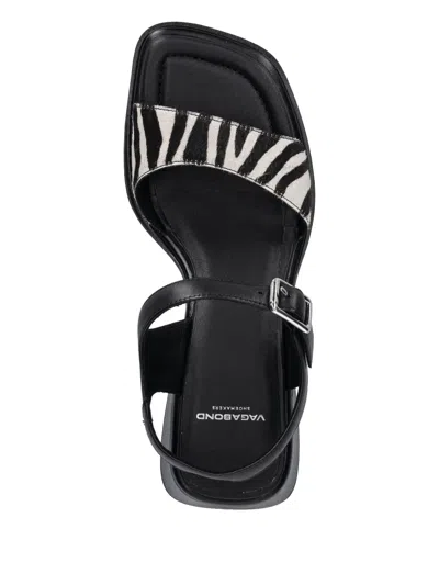 Vagabond 53mm Ines Zebra-print Block-heel Sandals In Black