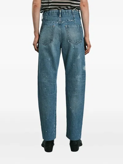 Tanaka Straight Jean Trousers With Faded Blue Wash In Blue