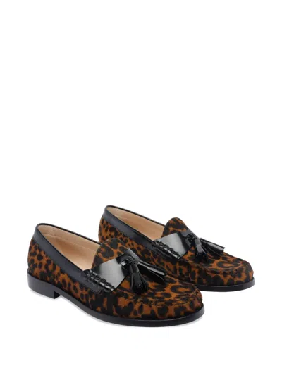 Stuart Weitzman Tassel-embellished Leopard-print Loafers