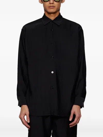 Casella Meyer Pleated Long-sleeve Shirt In Black