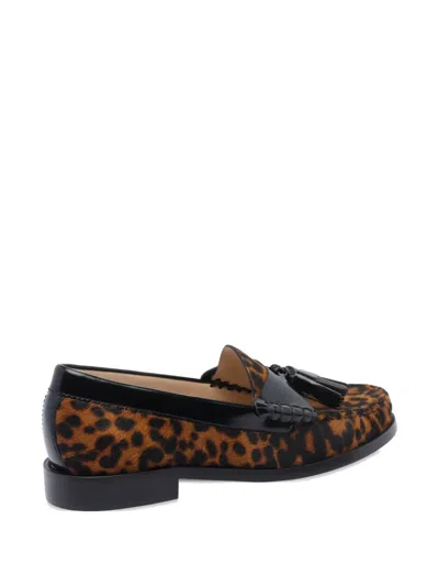 Stuart Weitzman Tassel-embellished Leopard-print Loafers