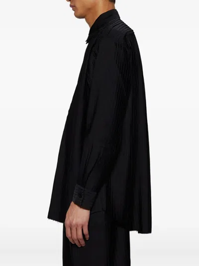 Casella Meyer Pleated Long-sleeve Shirt In Black