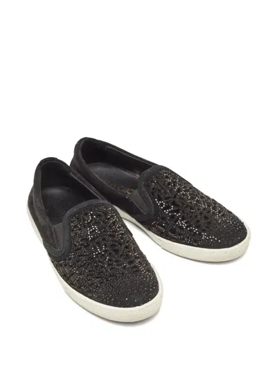 Pre-owned Jimmy Choo Crystal-embellished Slip-on Sneakers