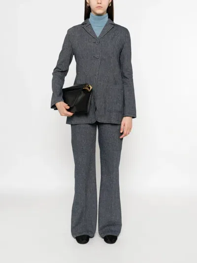 Mark Kenly Domino Tan Button-fly Trousers In Gray