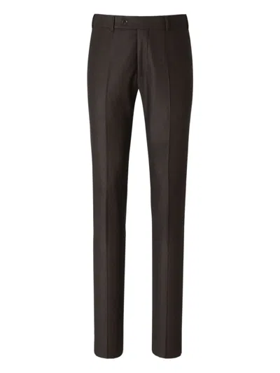 Scabal® Scabal Wool Pleated Trousers In Brown