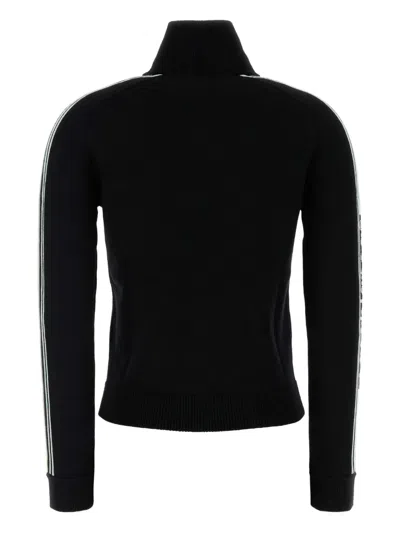 Casablanca Wool Cardigan With High Collar And Stripes In Black
