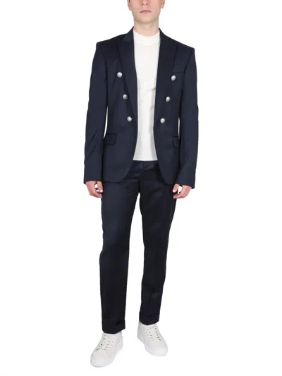 Balmain Men's Straight Leg Pants In Blue
