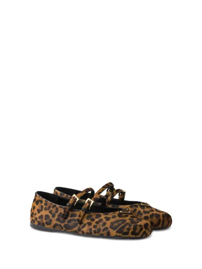 Prada Leopard Print Double Strap Ballet Flats