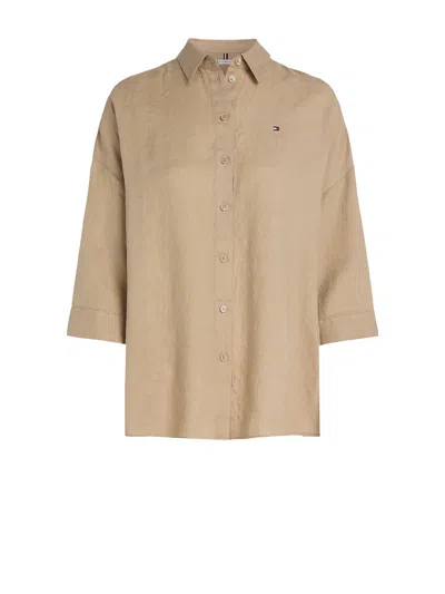 Tommy Hilfiger Loose Sleeve Shirt Clothing In Brown
