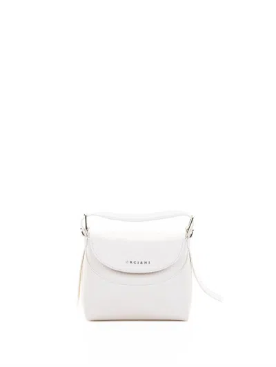 Orciani Nana Small Soft White Leather Handbag With Shoulder Strap