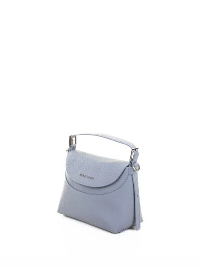 Orciani Nana S Soft Leather Handbag With Light Blue Shoulder Strap