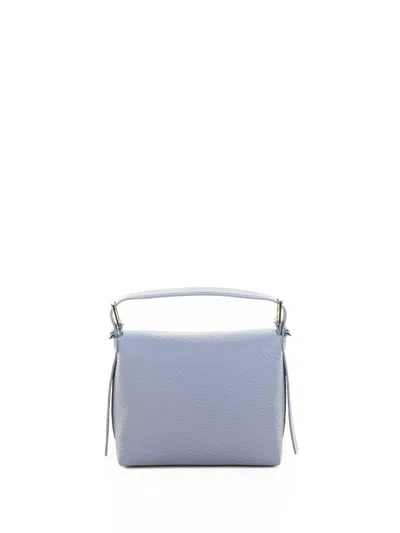 Orciani Nana S Soft Leather Handbag With Light Blue Shoulder Strap