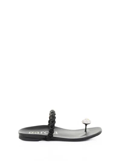 Pedro Garcia Black Nappa Flip Flops In Black